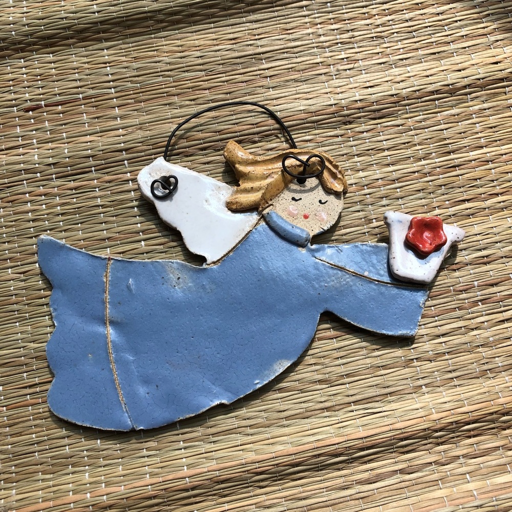 Ceramic Angel Ornament- P.M. Doll Leger Collection 2000